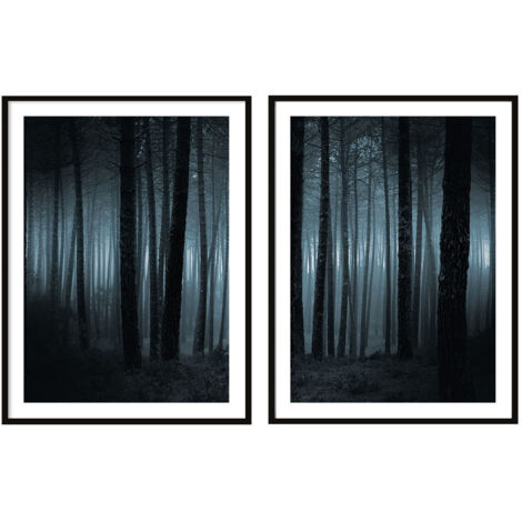 GEMÄLDE-POSTER IM RAHMEN 53x73cm Diptychon Set mit 2 Gemälden Verbotener Wald P290 (1/3)