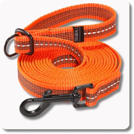 Verstellbare Anti-Rutsch-Leine mit Reflektor ORANGE - 5m, 86MM TWISTLOCK - Hund 15-80kg