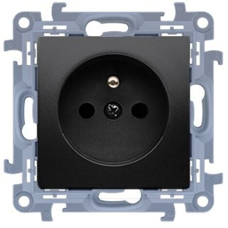 Einzelsteckdose mit Erdung (Modul) 16A, 250V, Schnellverbinder, mattschwarz, SIMON10