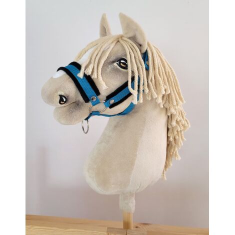 Verstellbares Pferdehalfter Hobby Horse A3 türkis mit schwarzem Fell (1/2)