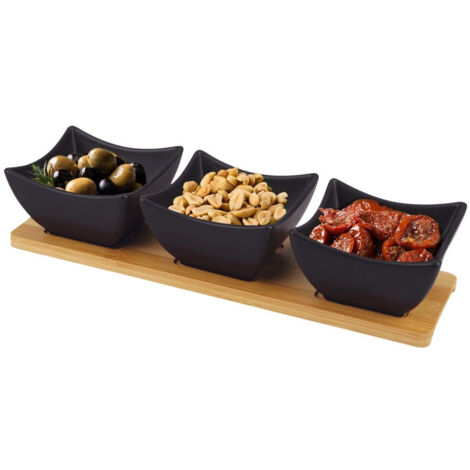 Schwarze Porzellan-Snackschalen SCHWARZ 31,5 cm 4 Stück. (1/5)