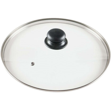 Glass lid with steel edge plastic grip and steam outlet (1/5)