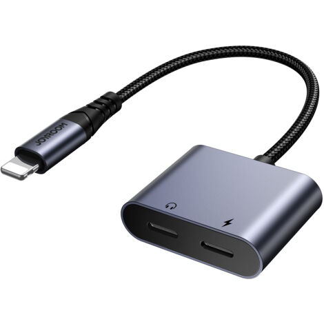 2-in-1-Adapter für iPhone-Ladegerät + Lightning-Kopfhörer / 2x Lightning schwarz (1/5)