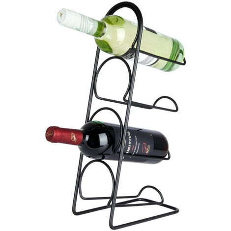 Schwarzes Weinregal aus Metall für 4 Flaschen, 21 x 43 cm (1/5)