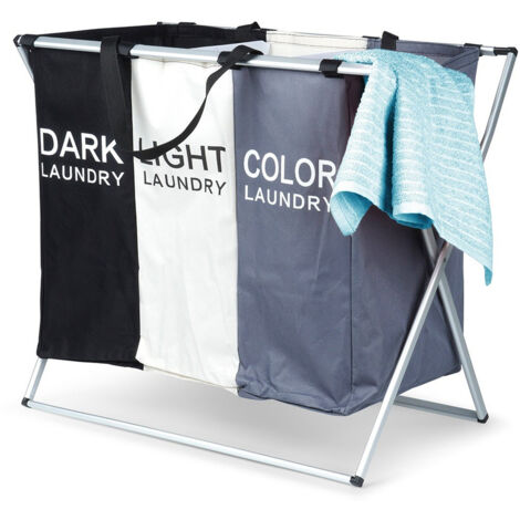 Laundry basket with three compartments for easy sorting (1/5)