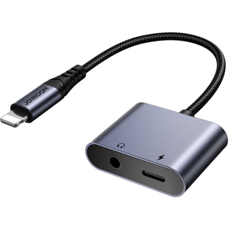 2in1 Adapter für iPhone Ladegerät + Lightning Kopfhörer / Miniklinke 3,5mm schwarz