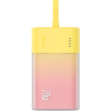 Popsicle Powerbank 5200mAh 20W mit Lightning Kabel 60W/20V/3A/30cm - Gelb-Pink