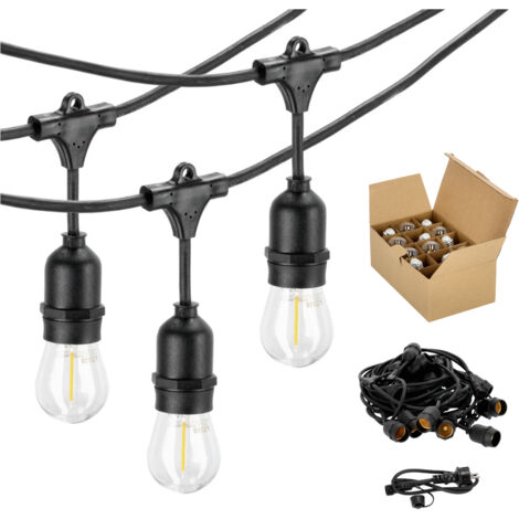 LED-Lichterkette 15m + 15 Glühbirnen 1W 2700K