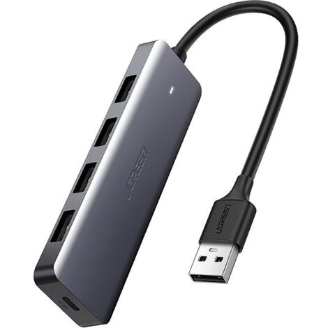 USB-C-Splitter-Hub – 4x USB 3.2 mit USB-C-Stromanschluss, Grau (1/5)