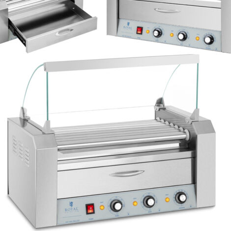Rollengrillwärmer für Hot Dogs mit Schublade und Deckel - 7 Rollen