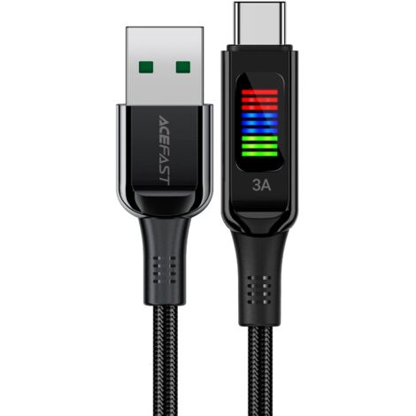 USB-A-auf-USB-C-Kabel (60 W) mit Display, 1,2 m, schwarz (1/5)