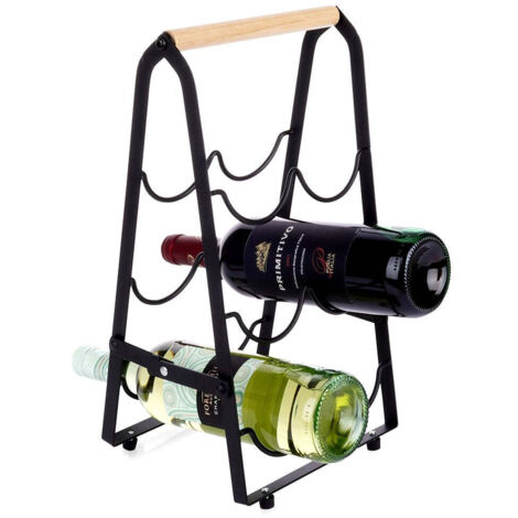 Schwarzes Weinregal aus Metall für 6 Flaschen, 21 x 38 cm (1/5)