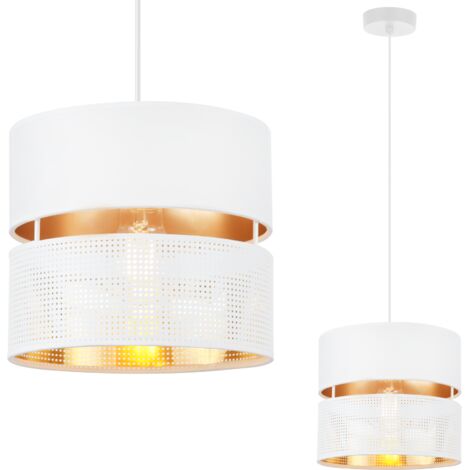 Asti DUO weiße Hängelampe, 1-teilig, weiß-goldener Lampenschirm, T-S 20 cm (1/5)