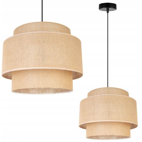 Hängelampe, Kronleuchter, Deckenlampe, Boho-Jute-Lampenschirm (1/5)