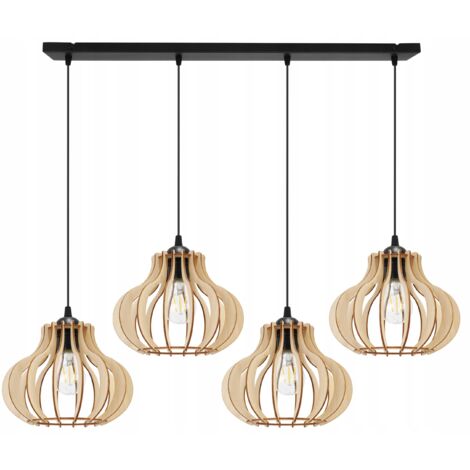 Pendelleuchte, Kronleuchter, Deckenleuchte, Holz, LED-Lampenschirm (1/5)