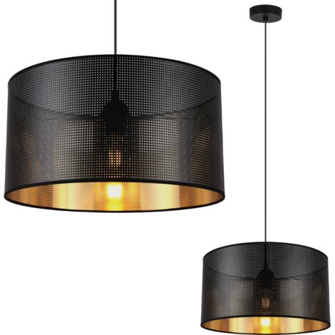 Asti Hängelampe, schwarz, 1-flammig, Lampenschirm schwarz-gold, 35 cm (1/5)