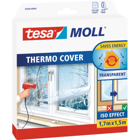 Tesa Moll Fensterfolie Isolierfolie Thermo Cover transparent, 1,7 x 1,5 m