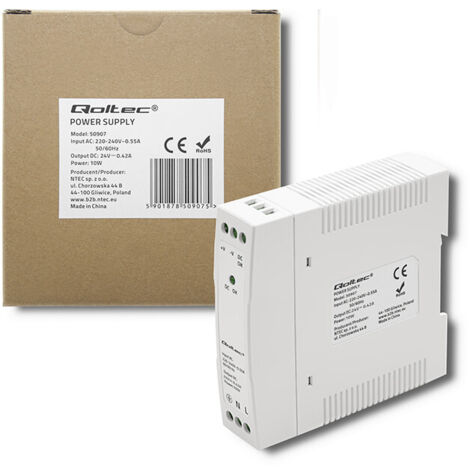 Qoltec DIN-Schienen-Netzteil 10 W 24 V 0,42 A Weiß Schlank (1/5)