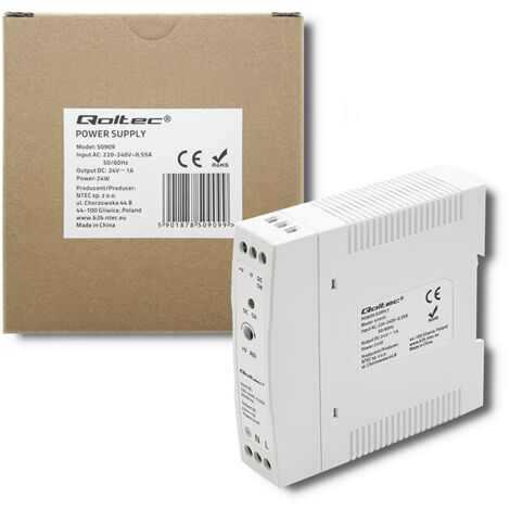 Qoltec Hutschienen-Netzteil 24 W 24 V 1 A Weiß Schlank (1/5)