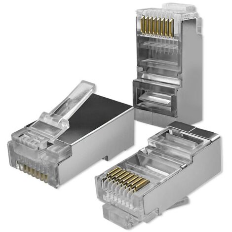 Qoltec Pass-Through RJ45 Stecker CAT5e FTP Pass Through Vergoldete Kontakte 10 Stück (1/5)