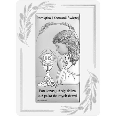 Kommunion-Souvenir Silberbild Erstkommuniongeschenk für ein Mädchen 6717OP-A 9,5 x 13 cm