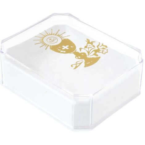 Rosenkranzdose mit Kommunionmotiv - Goldener Kelch mit Hostie (1/3)