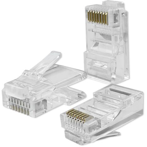 Qoltec RJ45 Durchgangsstecker CAT6 UTP Durchgang Vergoldete Kontakte 100 Stück (1/5)