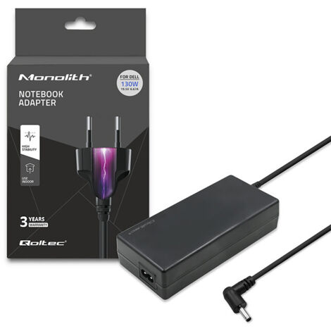 Qoltec Dell Laptop-Netzteil 130 W  19,5 V  6,67 A  4,5 x 3,0 + Pin  + Stromkabel (1/5)