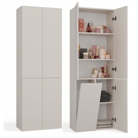 RORY - Badezimmerschrank mit Korb - Abmessungen 174x60x30 - Aufbewahrungsmöbel Badezimmer Waschraum