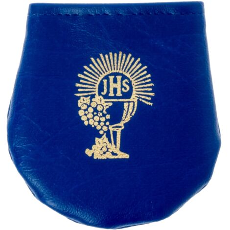 Blaues Etui für einen Kommunionsrosenkranz für einen Jungen, aus Öko-Leder (1/2)