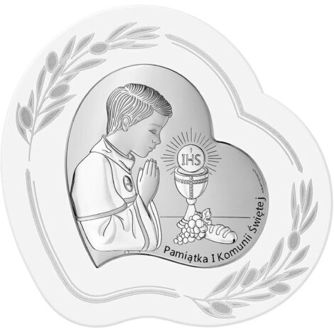 Silberbild Erinnerung an die Erstkommunion für einen Jungen Geschenk 6747OP 15,5 x 15 cm