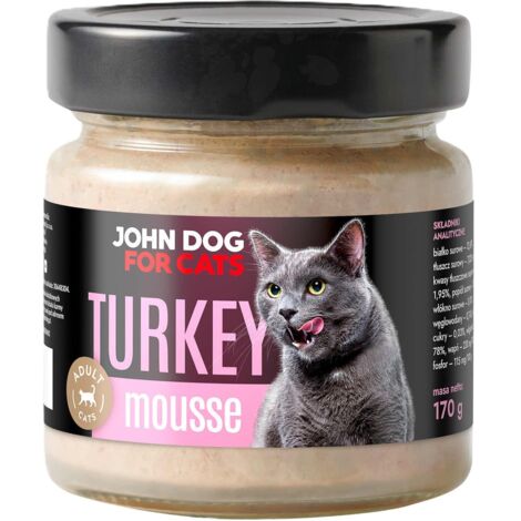 John Dog für Katzen  Nassfutter-Mousse für Katzen  Glas 170 g – Putenmousse 170 g