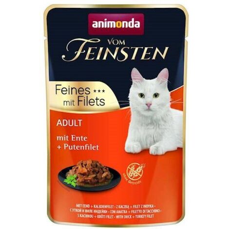 Animonda  Vom Feinsten Adult  Nassfutter für ausgewachsene Katzen – 85-g-Beutel – Enten- und Putenfilet 85 g