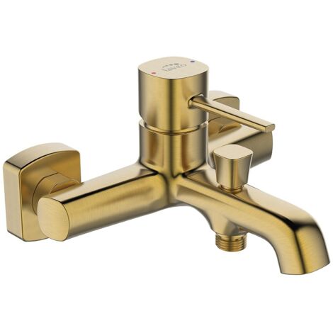 Laveo Pola Wandarmatur für Badewanne, gebürstetes Gold, ohne Montagesatz (1/3)