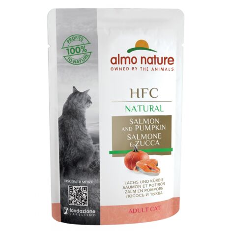 Almo Nature HFC Natural 55g Beutel – Lachs und Kürbis