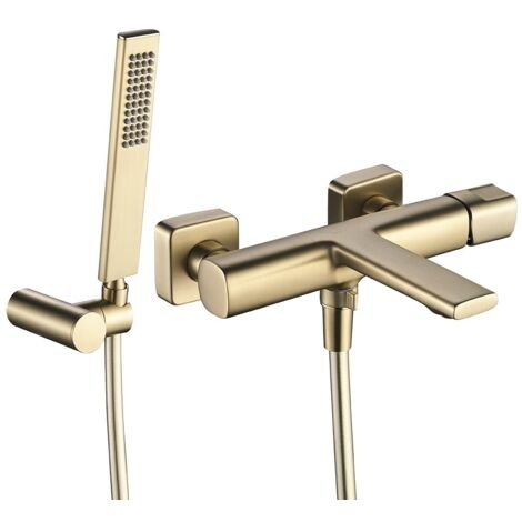 LAVEO Tores Wand-Wannenarmatur mit Brausegarnitur, gebürstetes Gold (1/2)