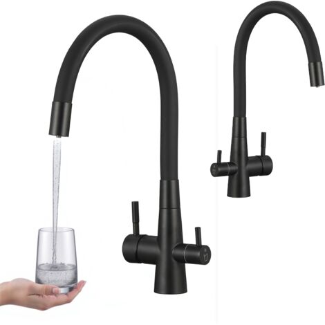 Riveco Küchenarmatur, schwarz, für Wasserfilter, flexibler Auslauf 360 (1/5)