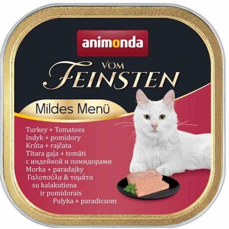 Animonda Cat  Vom Feinsten Adult - Mildes Menü  Nassfutter für ausgewachsene Katzen - 100g Schale - Pute und Tomaten 100g