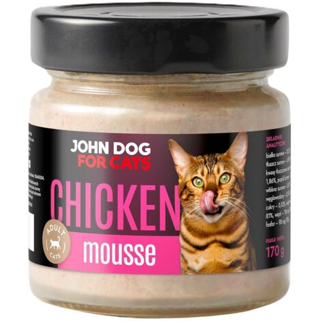 John Dog für Katzen  Nassfutter-Mousse für Katzen  Glas 170 g – Hühnermousse 170 g