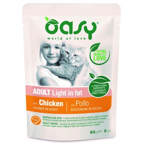 Oasy Lebensphase Katzenbeutel 85 g – Erwachsene Leicht – Geflügel 85 g