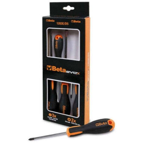 BETA-Set mit 8 Schraubendrehern EVOX EASY Schraubendreher LP-PH SERIE 8PCS /D8P (5 Schlitz + 3 Kreuz) 012031018