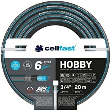 Cellfast HOBBY Gartenschlauch, langlebig, flexibel, 6-lagig kreuzgeflochten ATS2, UV- und algenbeständig, schwermetallfrei, 32 bar, -20/60 °C bis 3/4 ", 20 m