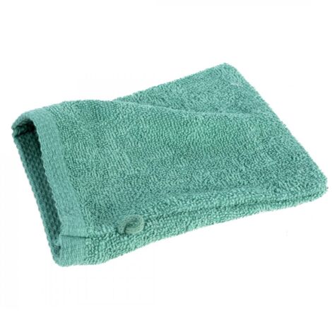 EUROFIRANY Glattes Handtuch, 1 Baumwoll-Waschhandschuh 16 x 21 cm Dunkelmint