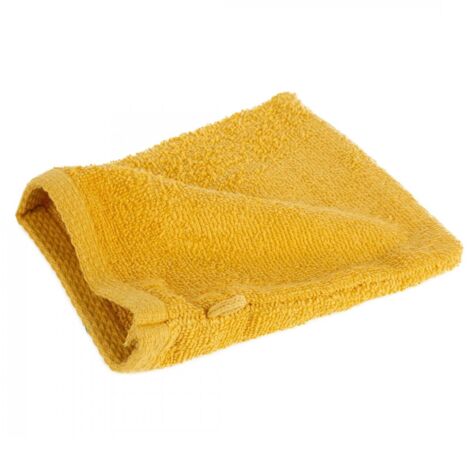 EUROFIRANY Glattes Handtuch, 1 Baumwoll-Waschhandschuh 16 x 21 cm Senfgelb (1/5)