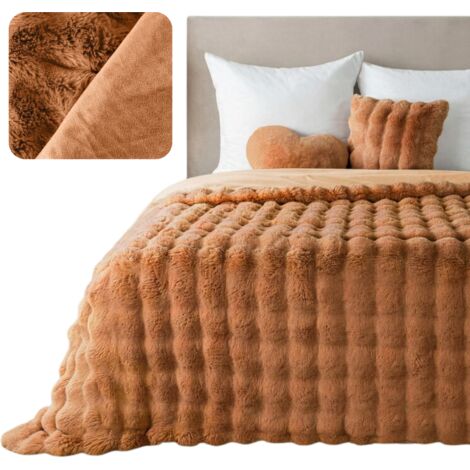 EUROFIRANY WEICHE DICKE DECKE 3D-LILIENMARZE 200 X 220 CM HONIG (1/4)