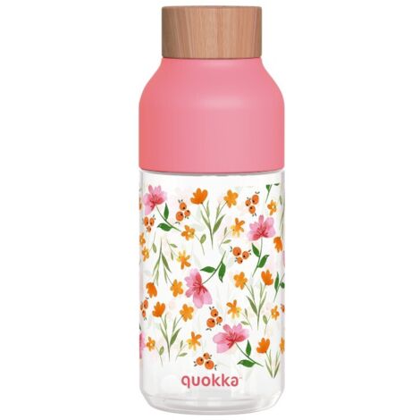 Quokka Ice - ecozen Wasserflasche 570 ml (Rosa Blumen)