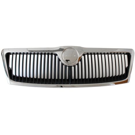 Skoda Octavia II 04-08 Kühlergrill zwischen den Scheinwerfern (CHROM + SCHWARZE Streben)