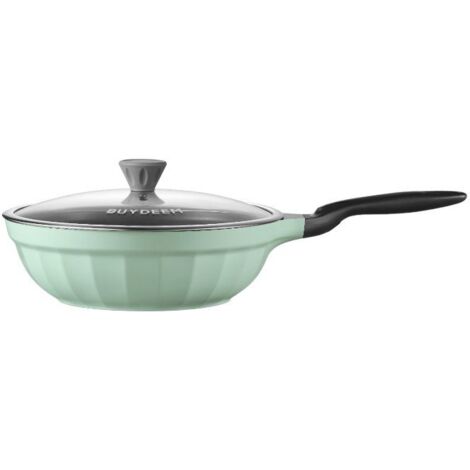 BUYDEEM Aluminium-Antihaft-Bratpfanne mit Glasdeckel, 30 cm, Modell CP102, Cozy Greenish