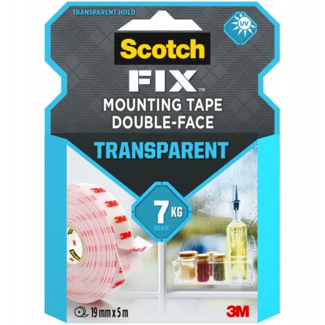 Doppelseitiges transparentes Montageklebeband 19 mm x 1,5 m
