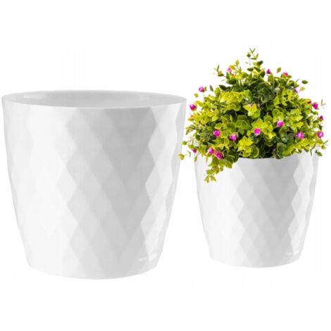Runder weißer Blumentopf aus Kunststoff 12 cm Cristal